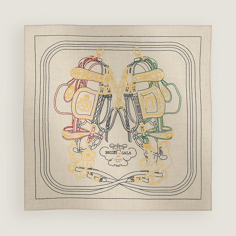 カレ 90 《ブリッド・ドゥ・ガラ・ブロデ・オ・フィル》 - ベージュ